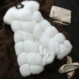 Winter Women Faux Fur Coats New Warm Slim Sleeveless Faux Fox Fur Vest Casual Jacket Female Elegant Black White