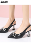 Hot Women's Shoes Fashion Slingbacks Pumps Summer Wedding Sandals Sexy Pointed Toe Buckle Sandal Noble Shiny High