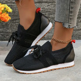 Breathable Mesh Flats Shoes Women 2024 Casual Lace Up Platform Sneakers Woman Non Slip Thick Soled Walking Shoes