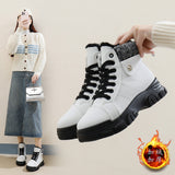 Breakj Women's Cotton Shoes 2024 Winter New High-Top Shoes Women's Round Head Platform And Velvet Warm Women's Shoes