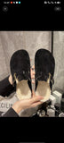 Breakj Half Slipper Female 2023 Autumn / Winter New Retro Muller Shoes Flat Casual Leather Ugly Boken Cotton