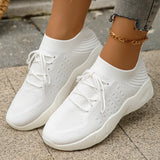 Spring Women's Knitted Breathable Sneakers Lightweight Non Slip Sports Tennis Shoes for Women Comfy Lace Up Casual
