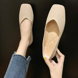 Ballet flats hot knitting square toe single shoes woman breathable soft sole moccasins flats shallow candy color