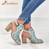 2023 New Dropship In Stock Summer Women Vintage Embroidery Floral Wood Block High Heeled Clog Slingback Sandals