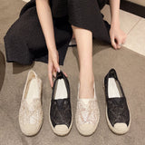 Breakj Shoes Female Lace Mesh One Foot Pedaled Leper Shoes 2025 Summer New Hollow Airable Soft Sole Casual Single