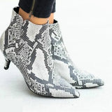 Women's Ankle Boots Leopard Women Pointed Toe Ladies Chunky High Heel Female Shoes Woman Footwear Plus Size 35-43