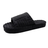 Breakj Thick Bottom To Keep Warm Hair Slippers Women's Autumn And Winter New Mowing Towel Cotton