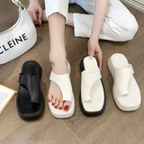 Soled Sandals Women's 2023 Summer New Set Toe Sandals Sen Women's Muffin Shoes Wear Casual Toe Clipped Women's