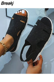 Summer Women Flats Crystal Stretch Orthopedic Sandals Open Toe Beach Shoes Footwear Casual Ladies Sandalias