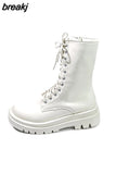 Women Boots Shoes Women's Boots 2023 Winter With Plush Woman Boots 5cm Heel Lace UP Zip Pointed Toe Plus Size 41 42