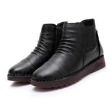 2020Fashion Winter Women Shoes Woman Genuine Leather Flat Ankle Boots Women Waterproof Wedge Warm