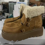 Breakj Snow Boots Women 2025 Winter New Plus Velvet Warm Hair Thick Bottom With Stylish Casual Cotton