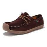 Autumn Women Shoes Comfortable Leather Flats Soft Lace-Up Casual Loafers Flexible Non-Slip Walking Footwear for
