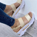 Women Summer Platform Sandals Buckle Strap Open Toe Thick Bottom Punk Ladies Casual Flats Beach Shoes Sandalias De