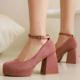 Chunky Heels Mary Janes For Women Pumps 2023 Spring Summer Leisure Comfy Women Office Lady Shoes big size