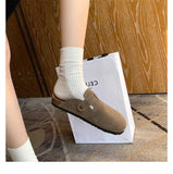 Breakj Yards Real Soft Leather Birken Shoes Women's Bao Head Cork Bottom Of The Raised Half-Slipper Wearing A Foot Pedal