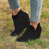 Pointed Toe Booties Winter Women Leopard Ankle Boots Footwear Platform High Heels Wedges Shoes Woman Bota