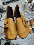 Breakj Single Shoes Small Leather Shoes Beef Tendon Bottom Bean Shoes Round Head Flat Shoes Women Mother Shoes Size