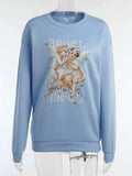 Angel Print Women Loose Sweatshirts Casual Long Sleeve Pullover Fall Cotton 2021 Streetwear Korean Fashion