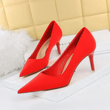 Breakj Korean Edition Spring And Autumn Fashion Simple Thin Heel High Heel Shallow Pointed Silk High Shoes Single
