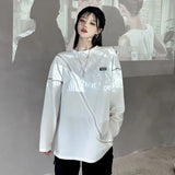 2020 new Korean version of wild personality mid-length tops loose design long-sleeved white T-shirt female