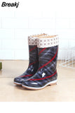 High Top Waterproof Mid Calf Boots Women Rain Shoes Spring/autumn PVC Fashion Non-slip Women's Rain Boots Water