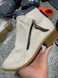 Breakj New Women's Boots Round Head Zipper Coarse And Ladies Leather Boots Large Fashion Fashion