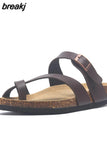 2023 New Summer Beach Cork Slipper Flip Flops Women Mixed Color Casual Outside Non-slip Slides