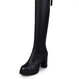 Breakj And Winter New Classic Versatile Elastic Boots Fashion Round Head Waterproof Platform Thick Heel Over The Knee Boots Women's