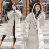 2021 Long Winter Coat Women Spliced Hooded Down Parkas Ladies New Warm Winter Jacket Women Loose Jacket Coat