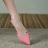 2023 New Fashion Black Fashion Slingback High Heels Thin High Heels Pointed Toe Slip on Pink Temperament