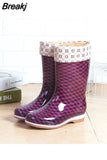 High Top Waterproof Mid Calf Boots Women Rain Shoes Spring/autumn PVC Fashion Non-slip Women's Rain Boots Water