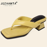 Size 33-40 Women Sandals Summer 2023 Fashion High Heels Shoes For Women Flip Flops Real Leather Slippers Luxury