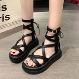 Sandals Woman Leather Low-heeled PU Rome Slides Fabric Hoof Heels Rubber Low Sandals Woman Leather Low-heeled Slides