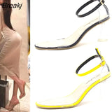 Summer Women Clear High Heels Sexy Sandals Buckle Pumps Transparent Women's Party Shoes Ladies Designer Heels