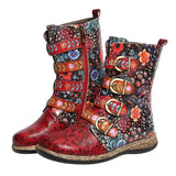 Boots Woman Shoes Western Cowboy Style Europe and Handsome Retro Small Ladies Floral Boots Winter Boots