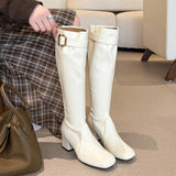 Breakj Brown Square Head With Long Boots Woman 2025 New Autumn But Knee High