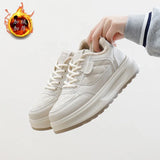 Breakj Plus Velvet Low Top Small White Shoes Female Winter 2024 Korean Version Versatile Student Shoes Warm Casual Shoes Female