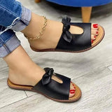 2022 New Summer New Women Leisure Fashion Bow Flat Sandals Sandals Comfortable Soft Bottom Women's Breathable Beach