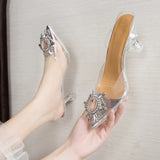 / Summer 2023 New Pvc Head, Pointed Cover, Feet, Sunflower High Heels, Transparent Crystal Shoes, Wine Glass And