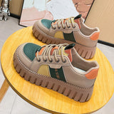 Women's Heels Tennis Female Sneakers Platform Woman-shoes Trainers Colorful Thick Sole Mesh Roses 2023 Round Toe Fabric
