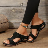 Breakj 2024 New Slope And Women Cool Slippers Large Thick Bottom Slope And Flower Slippers