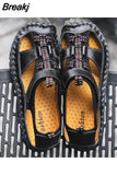 Sandals Leather Outdoor Men Beach Shoes Luxury Breathable Casual Sandals Man Wading Shoes Non-slip Comfort
