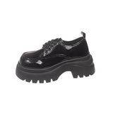 Breakj Pine Shoes Women 2025 Autumn New British Wind Small Leather Shoes Coarse Heel Lace Casual Single