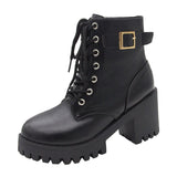Breakj Boots 2023 Autumn And Winter New Single Boots With Black Round Head And High Belt Buckle Women's Short