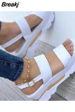 Women Summer Platform Sandals Buckle Strap Open Toe Thick Bottom Punk Ladies Casual Flats Beach Shoes Sandalias De