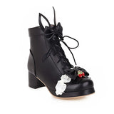 Vintage Girls Japanese Lolita Ankle Boots Women Cute Bow Princess Shoes Ladies Rabbit Ear Square Heel JK Uniform Colsplay