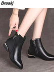 Style Women's Boots Autumn and Winter Pointed Toe 2023 Fashion Thick Heel Ankle Boots Shoes Chelsea Boots Sewing