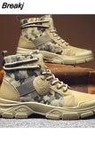 Shoes for Men 2023 Spring Fashion Lace Up Outdoor Male Booties Platform Desert Military Boots New Men's Ankle