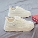 Breakj White Shoes Women 2025 Autumn And Winter New Korean Version Of The Round Breathable Sports Casual Shoes Students Thick-Soled Shoes